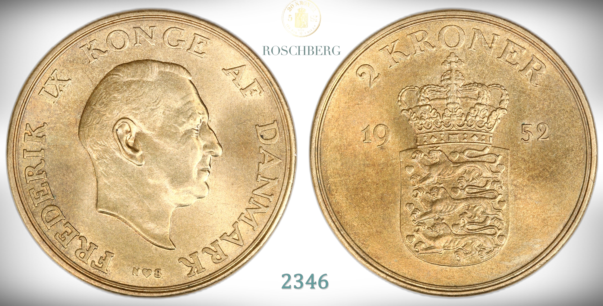 Danmark 2 Kroner 1952  Kv: 0