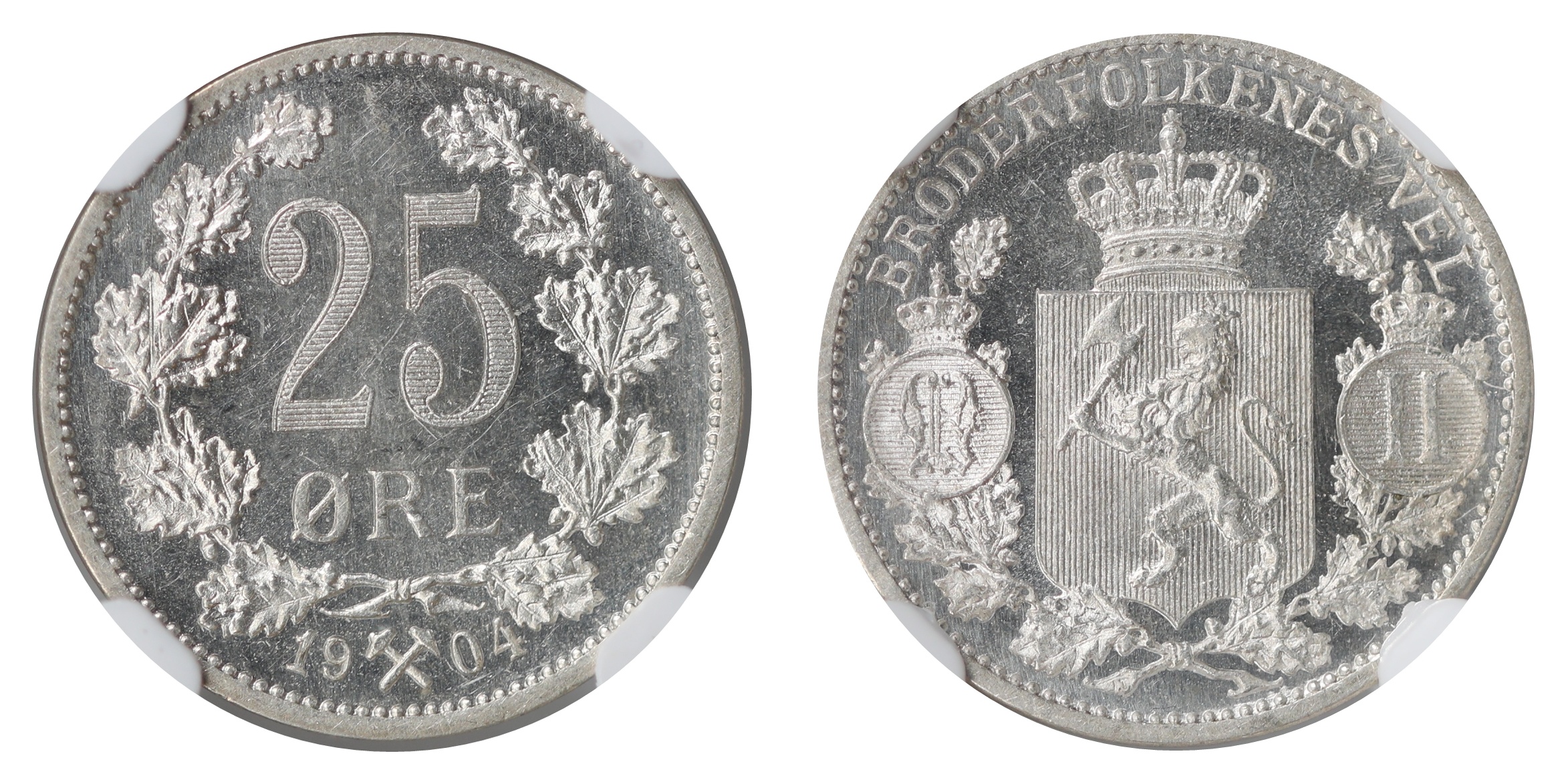 Norge 25 Øre 1904  Kv: NGC MS64