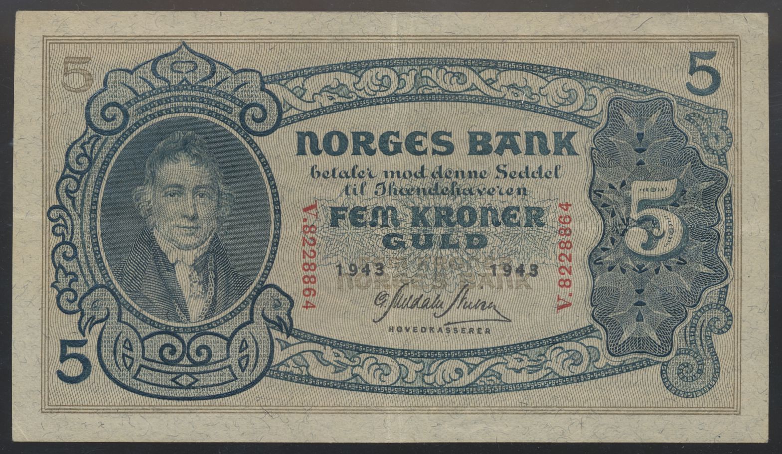 5 Kroner 1943 V Kv 1+