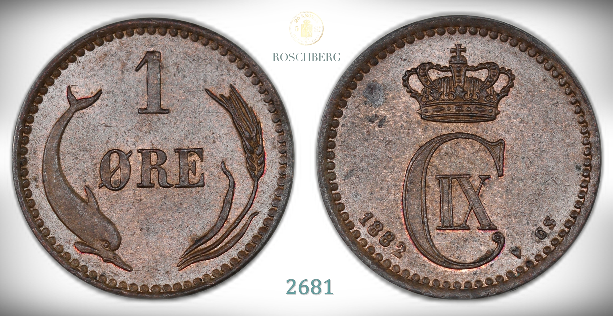 Danmark 1 Øre 1882  Kv: 0