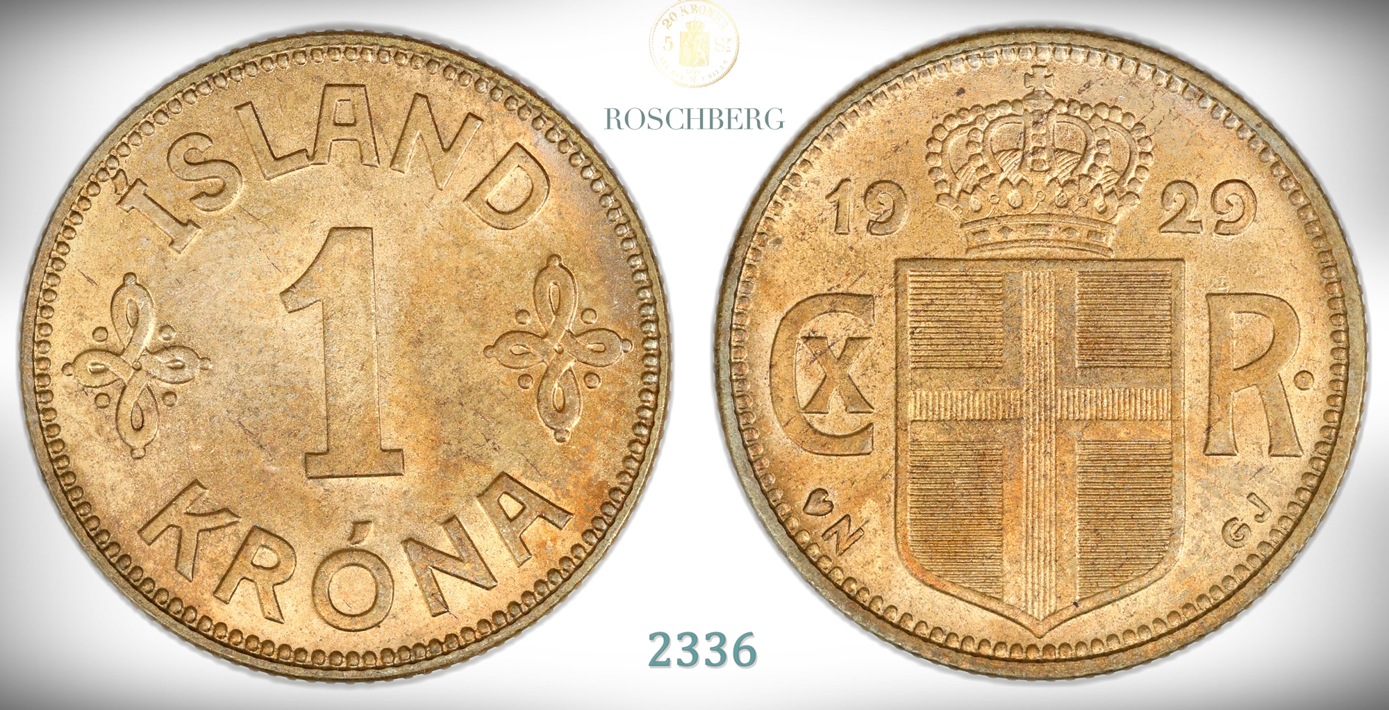 Island 1 Krona 1929  Kv: 0/01 