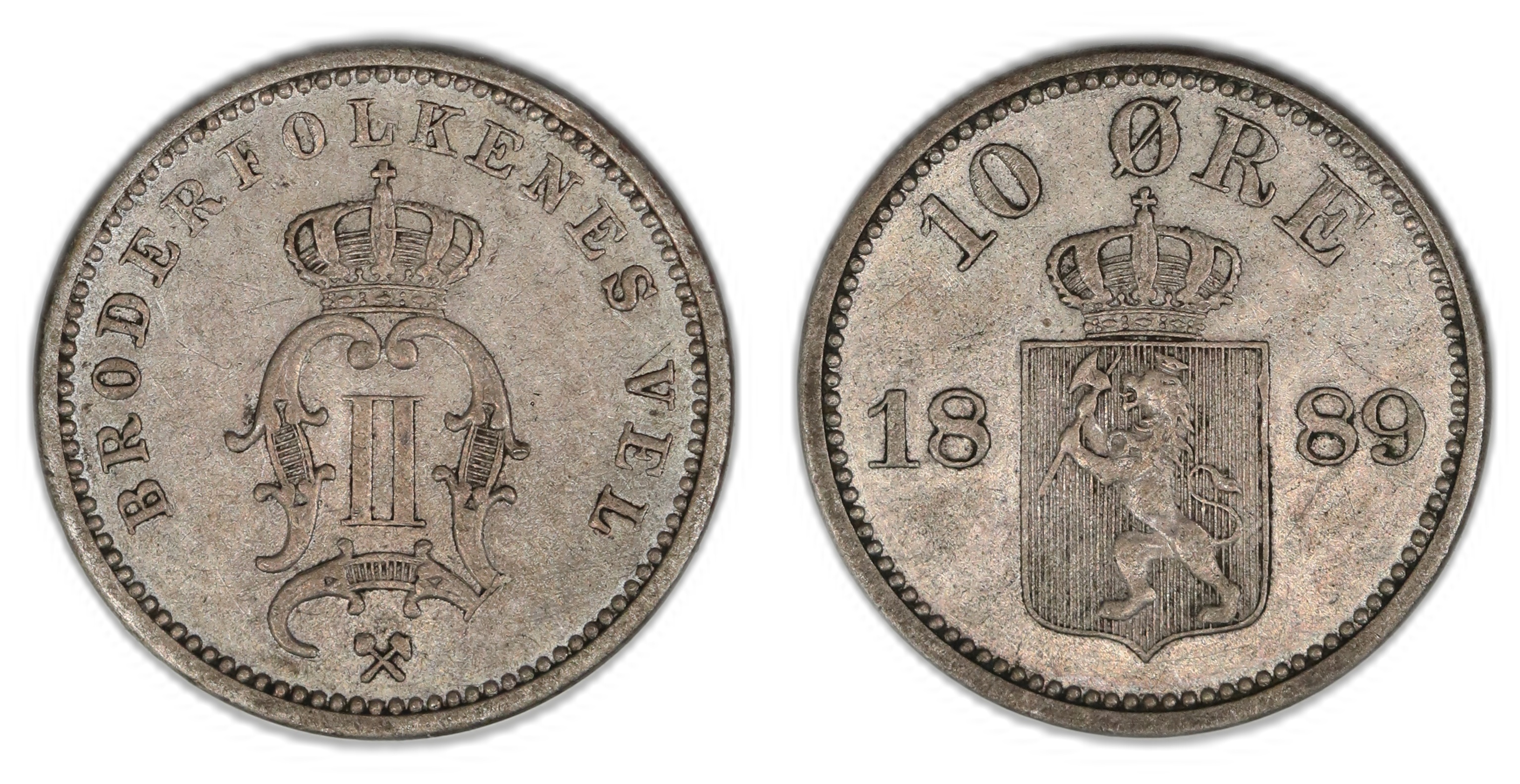Norge 10 Øre 1889  Kv: 1+