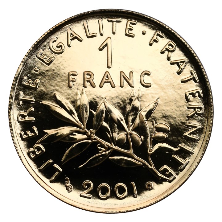 Frankrike 1 Franc 2001 Proof Gull
