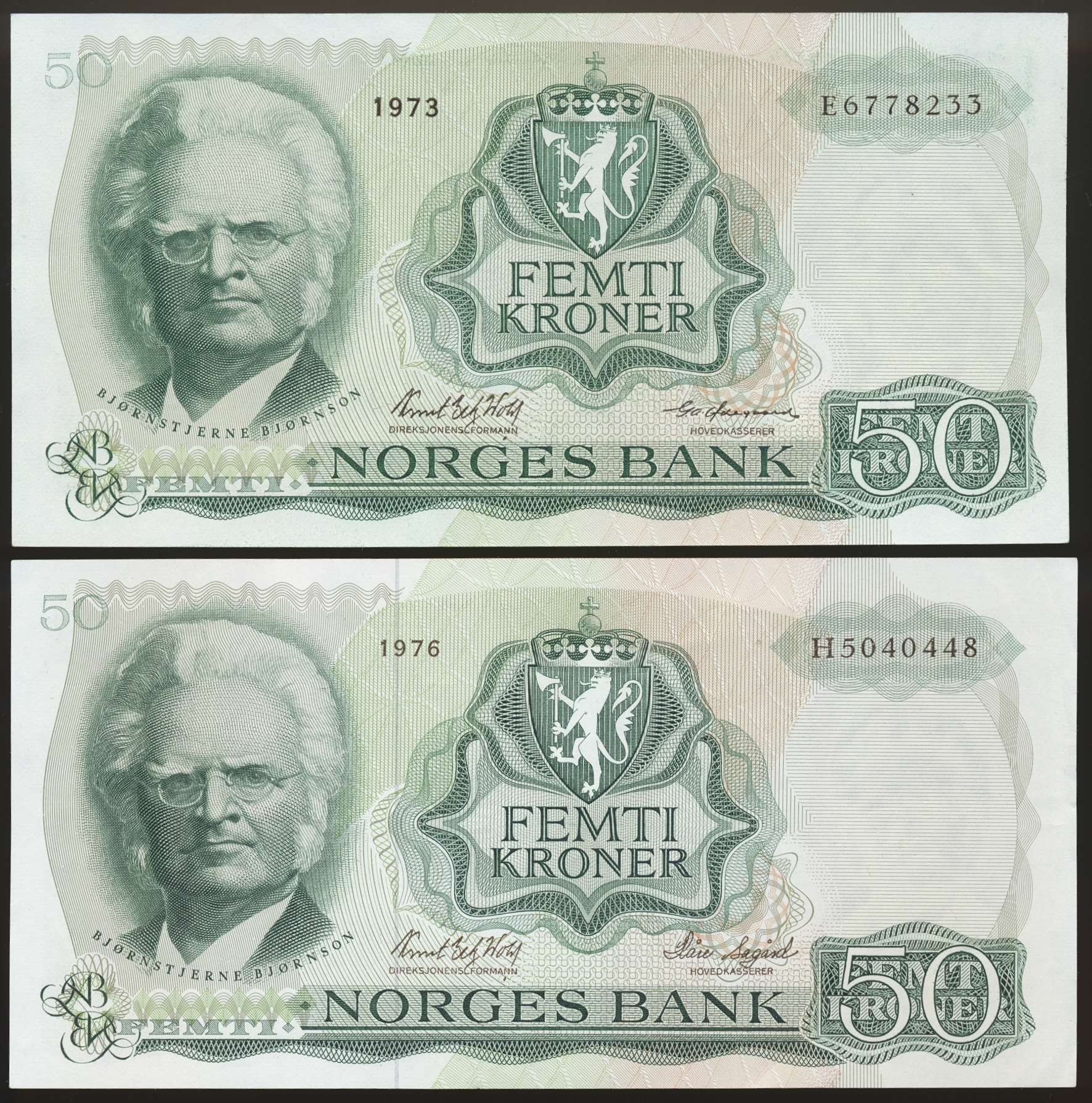 50 Kroner 1973 E og 1976 H Kv 01