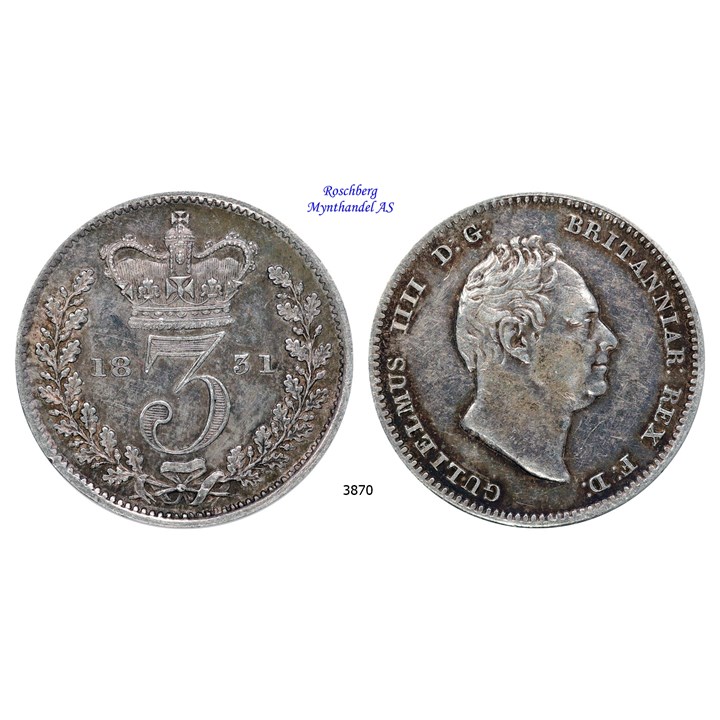 UK 3 Pence 1831 AU, PL