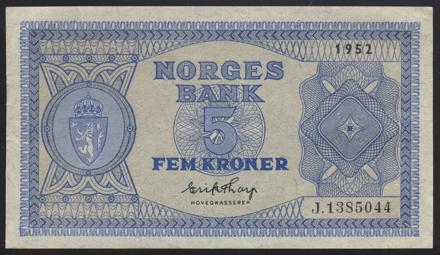 5 Kroner 1952 J Kv 1+/01
