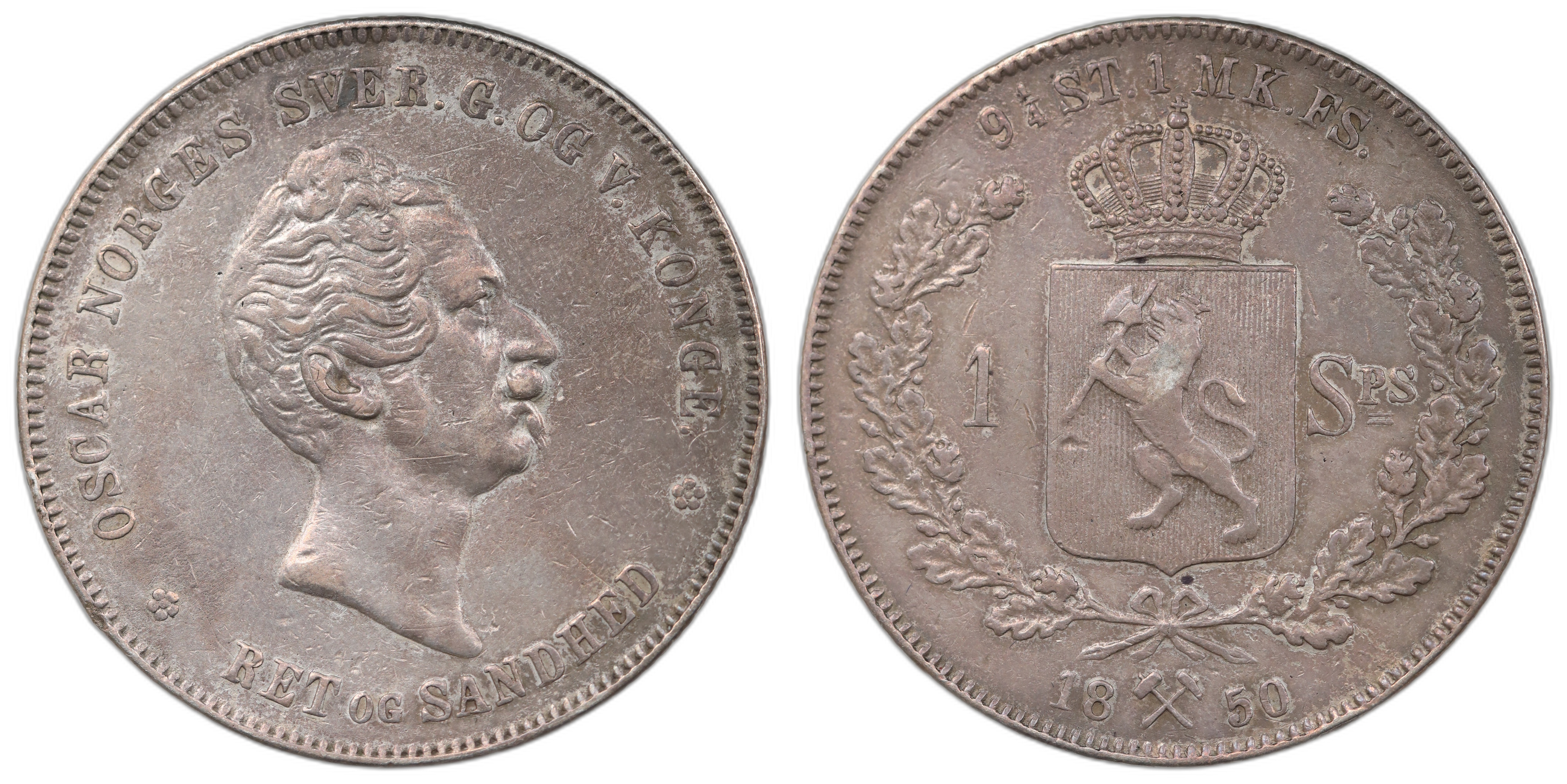 Norge 1 Speciedaler 1850 Kv: 1/1+ (VF)