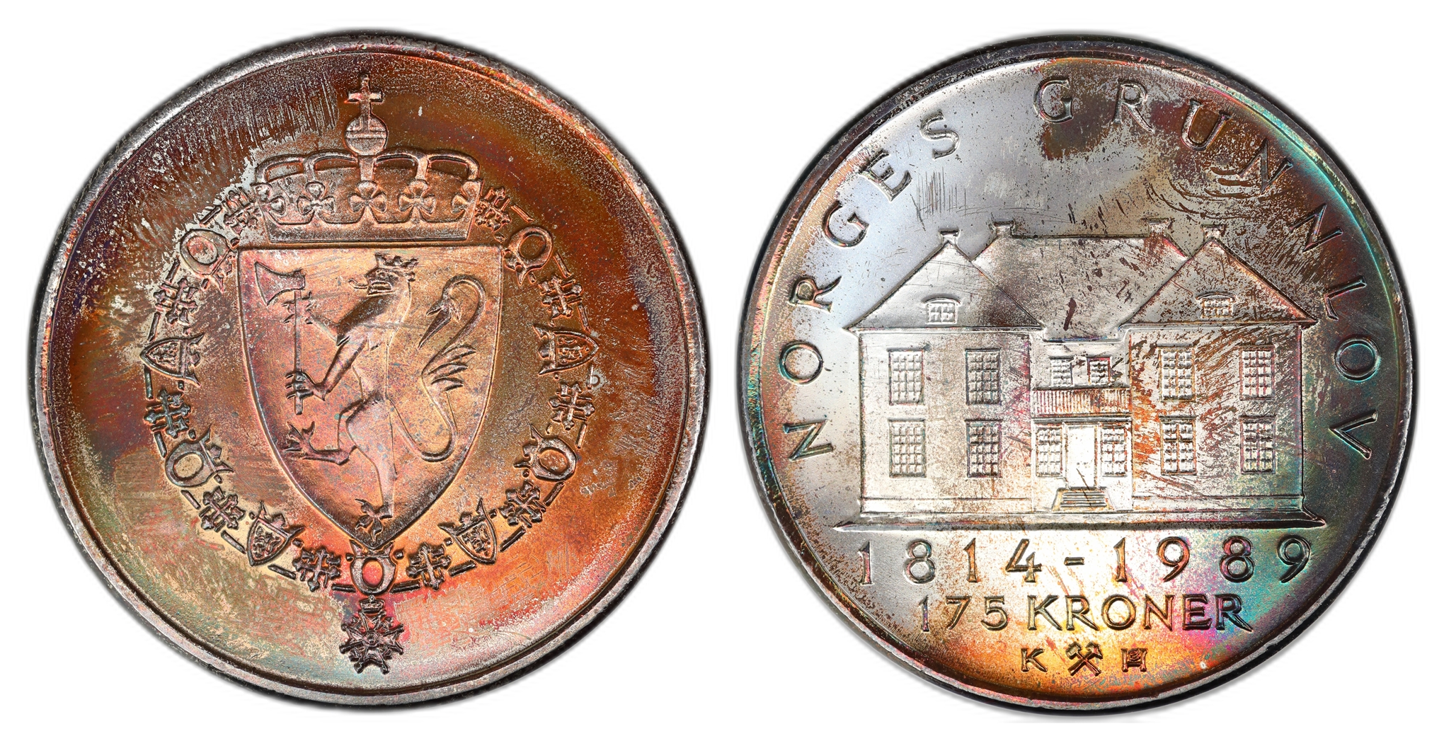 Norge 175 Kroner 1989  Kv: 0, fin patina