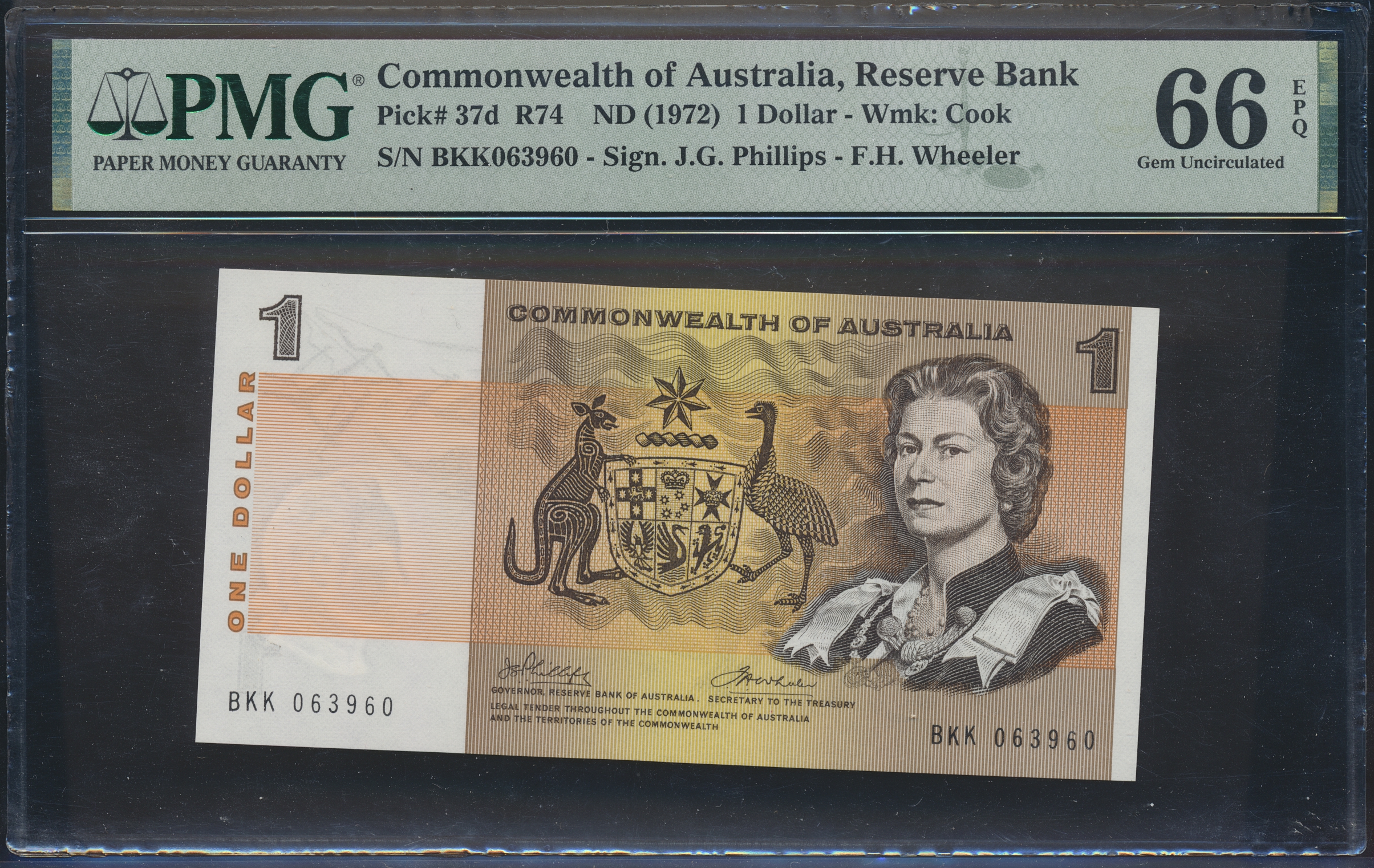 Australia 1 Dollar ND (1972) PMG 66 EPQ