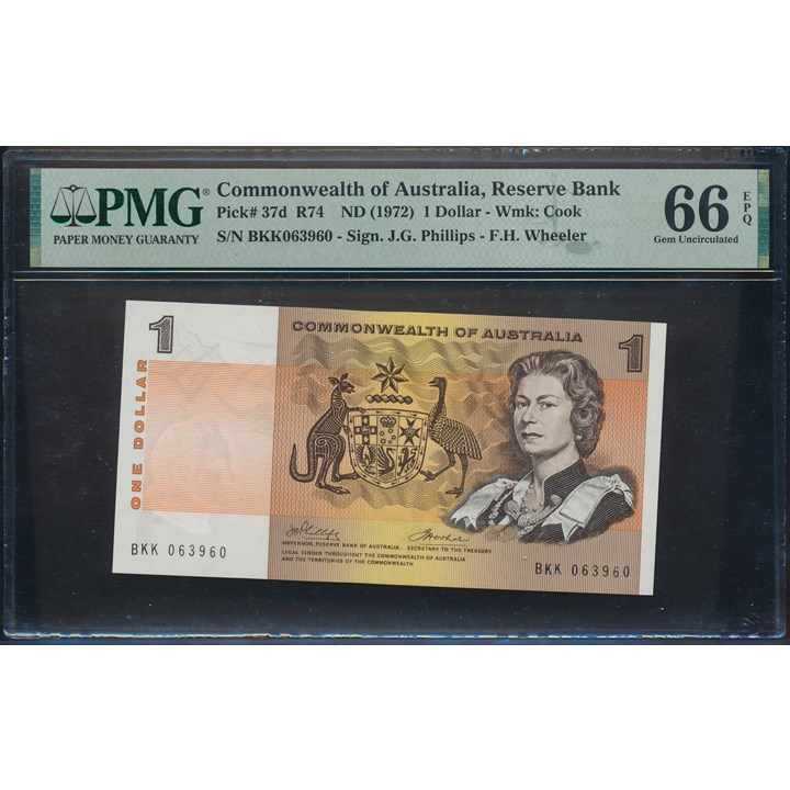 Australia 1 Dollar ND (1972) PMG 66 EPQ