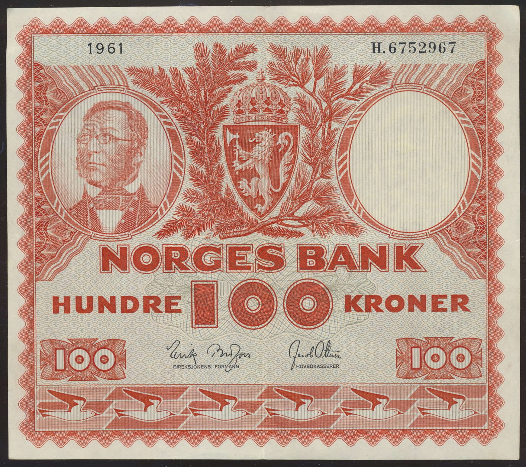 OKT26-2970 Norge 100 Kroner 1961 H  Kv: 1+/01