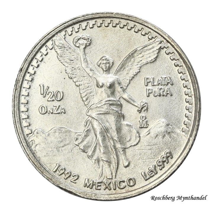 Mexico 1/20 Onza Sølv 1992 UNC