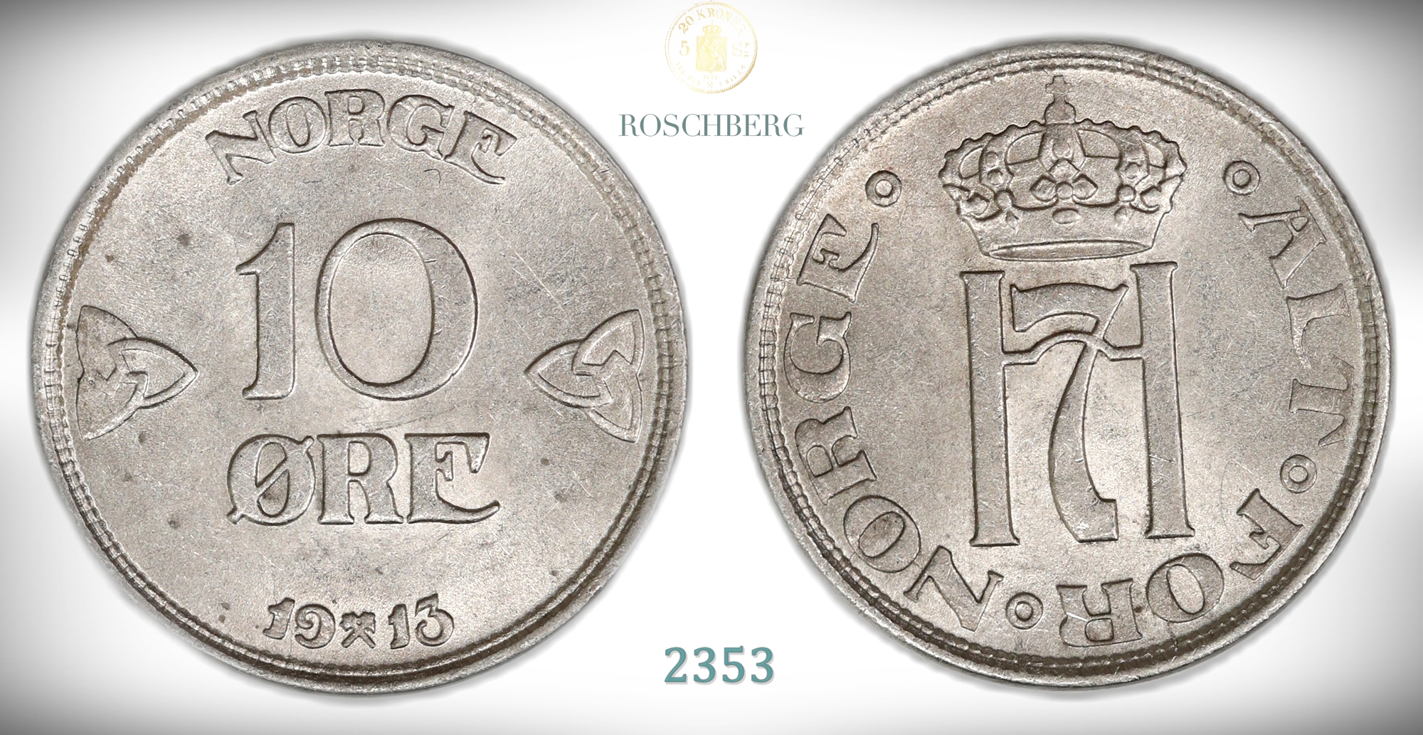 Norge 10 Øre 1913  Kv: 01