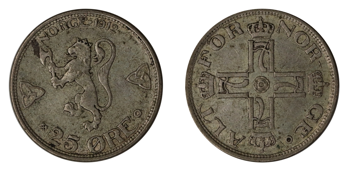 Norge 25 Øre 1912 Kv 1+