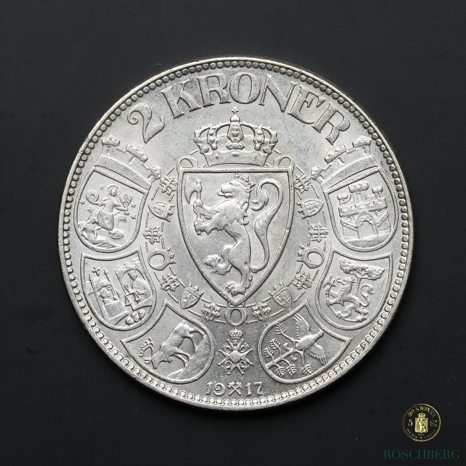 Norge 2 Kroner 1917 Kv 01