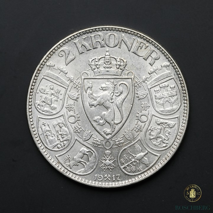 Norge 2 Kroner 1917 Kv 01