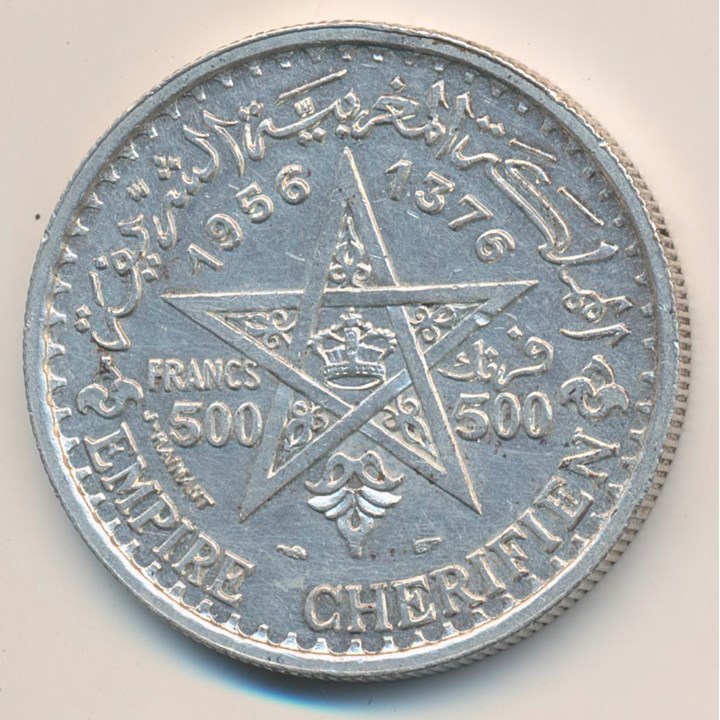 Marokko 500 Francs 1956 Kv 01