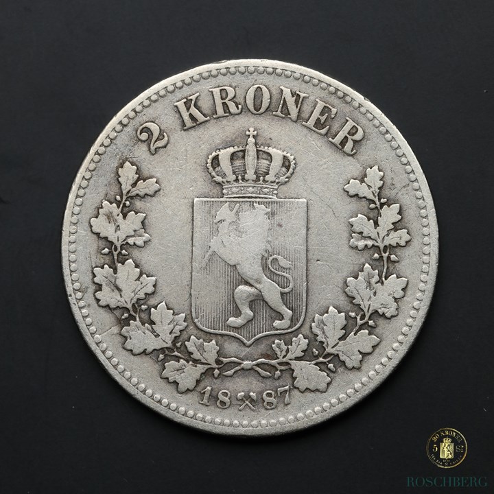 Norge 2 Kroner 1887 Kv 1