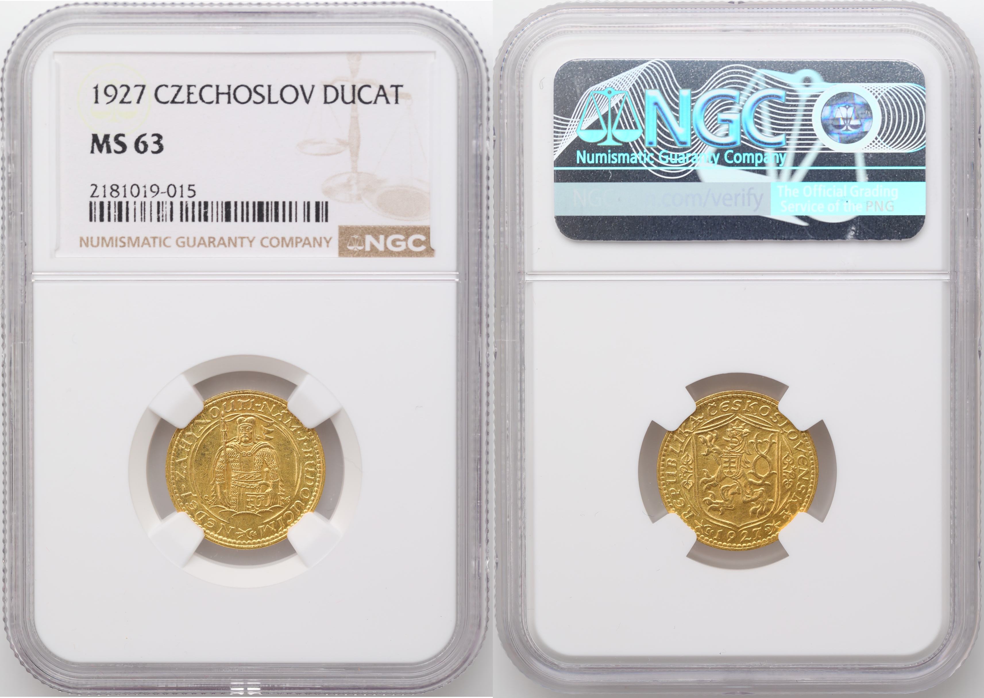 Czechoslovakia Dukat 1927  Kv: NGC MS63