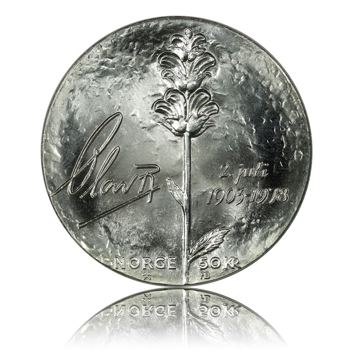 100 Stk 50 Kroner 1978 2497 gram rent sølv