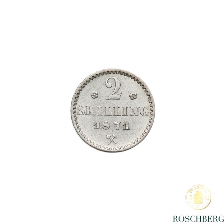 Norge 2 Skilling 1871 Kv 01