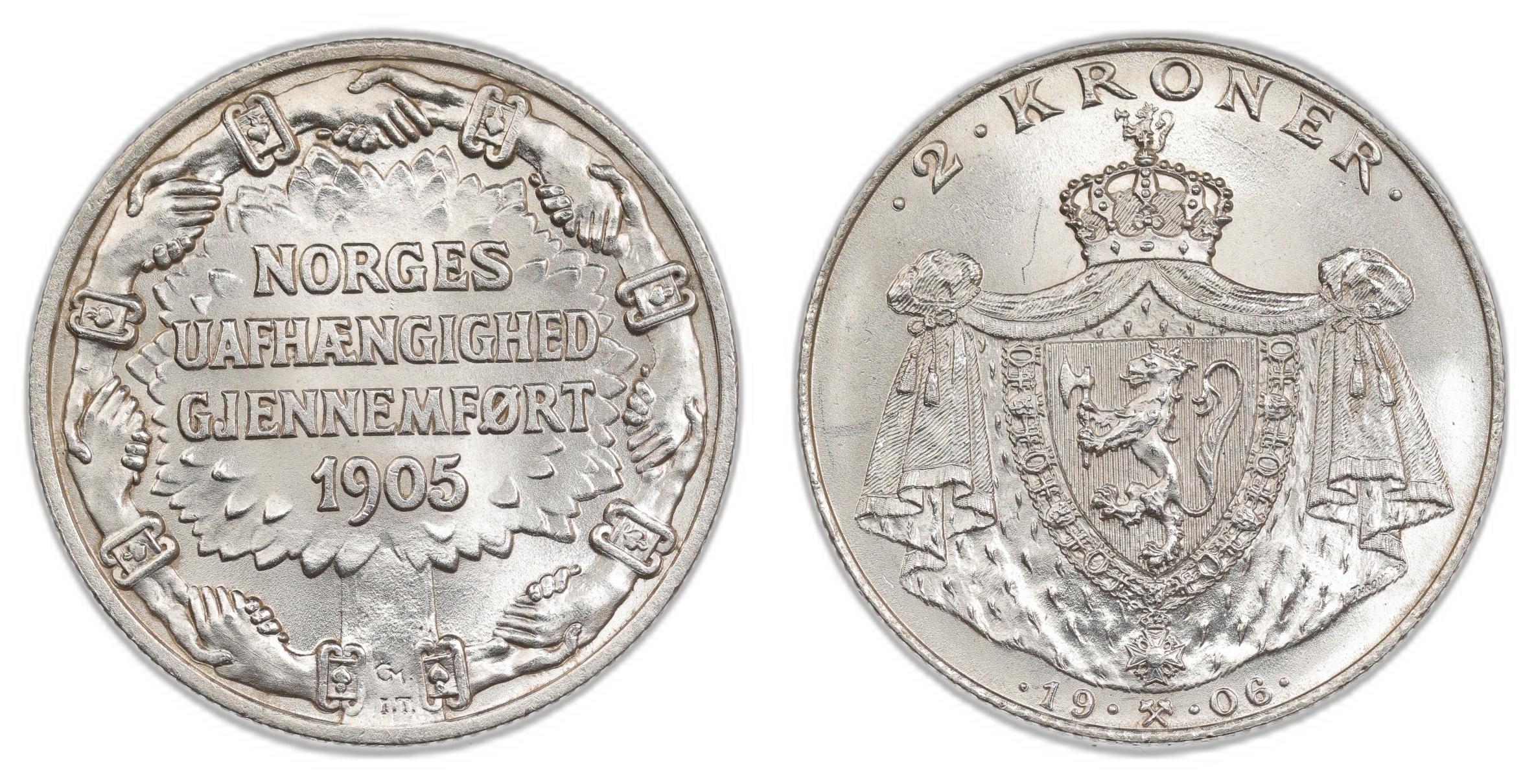 Norge 2 Kroner 1906 Kv 0/01