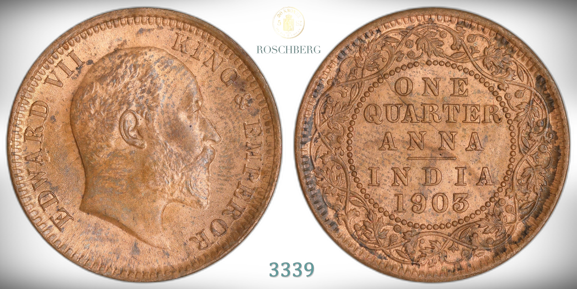 India, British 1/4 Anna 1903  Kv: UNC