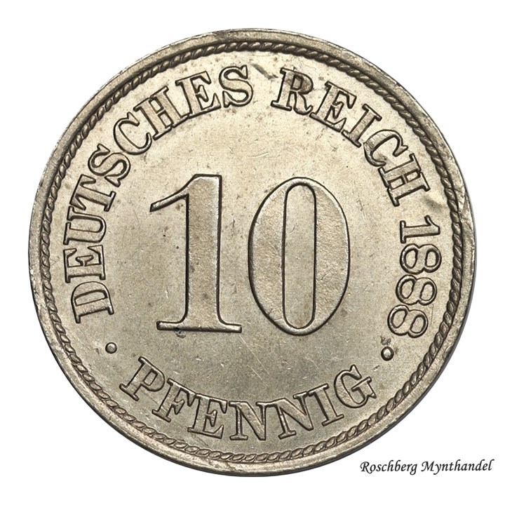 Tyskland 10 Pfennig 1888 Kv 0