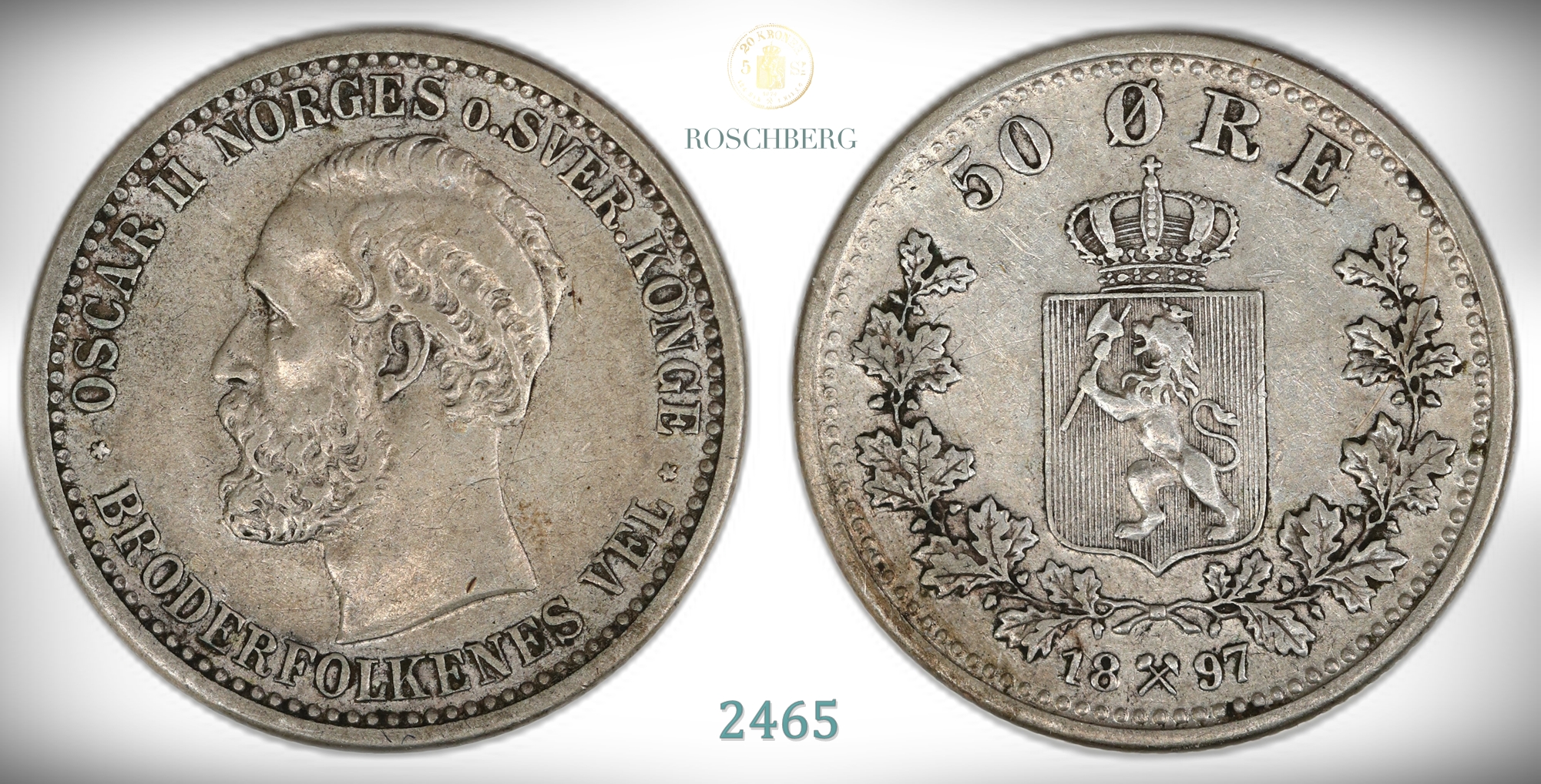 Norge 50 Øre 1897  Kv: 1+