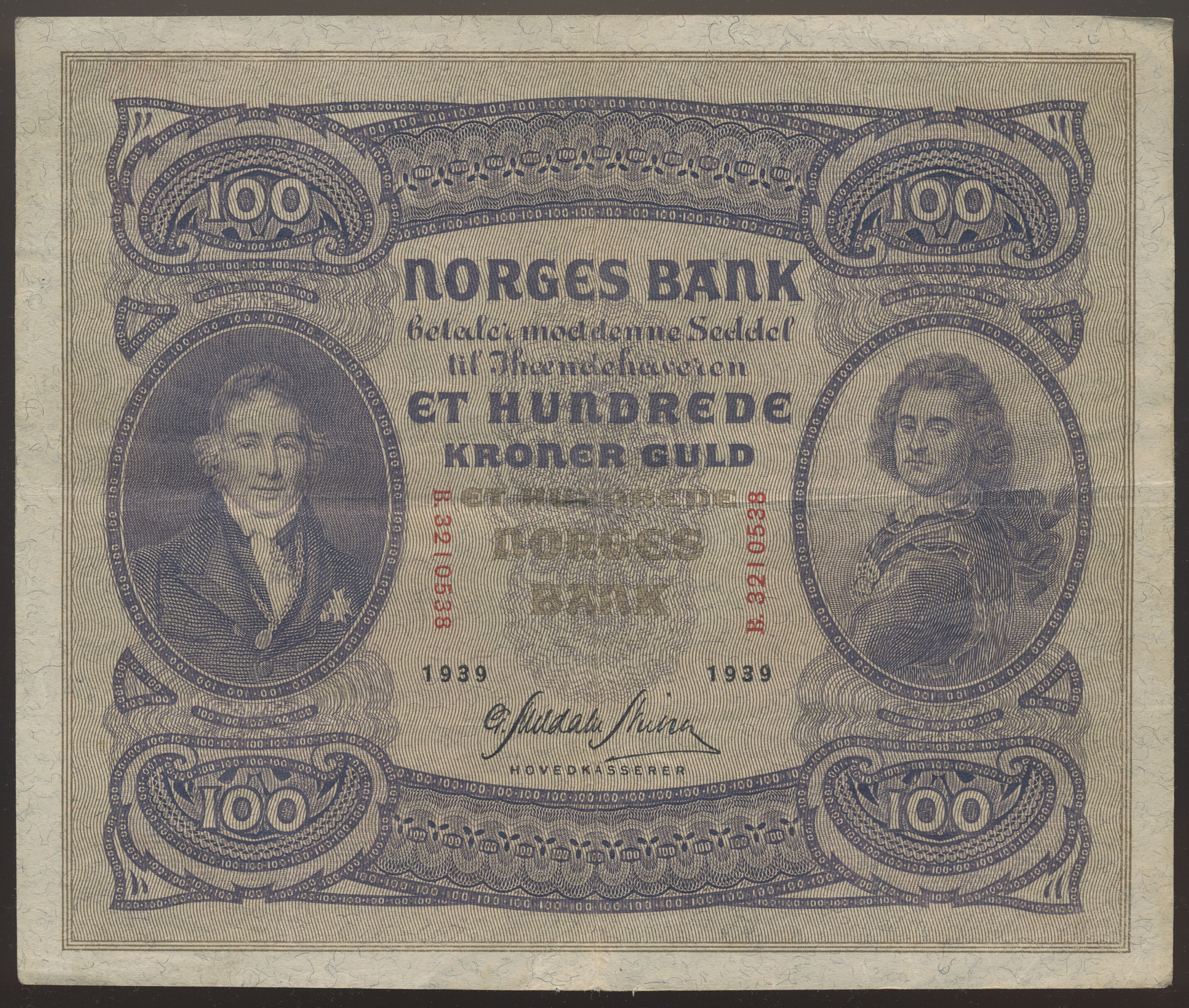 100 Kroner 1939 B Kv 1