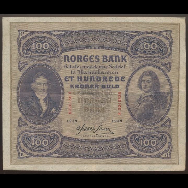 100 Kroner 1939 B Kv 1