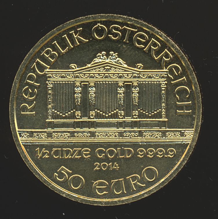 Østerrike Philharmoniker 1/2 Oz 9999 Gull UNC Tilfeldig årstall