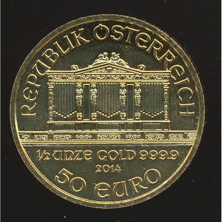 Østerrike Philharmoniker 1/2 Oz 9999 Gull UNC Tilfeldig årstall