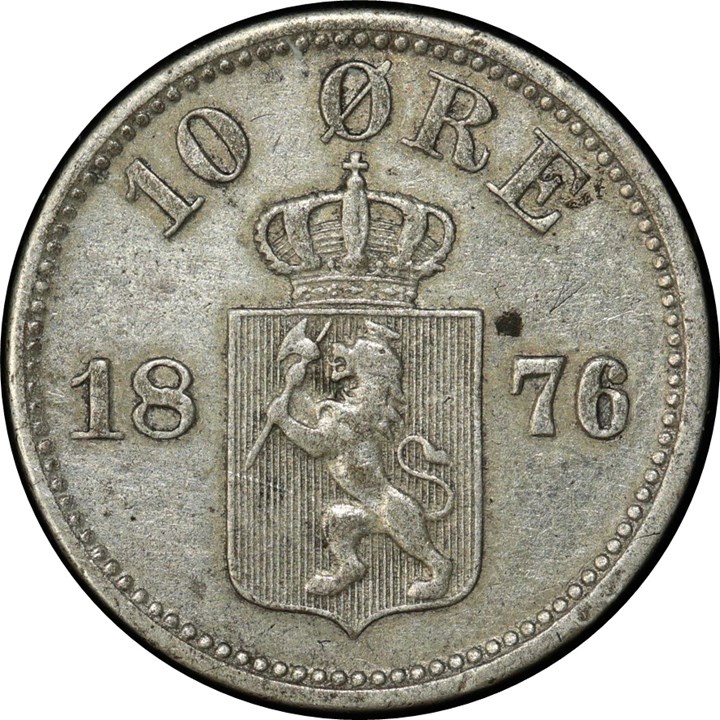 10 Øre 1876 Kv 1+