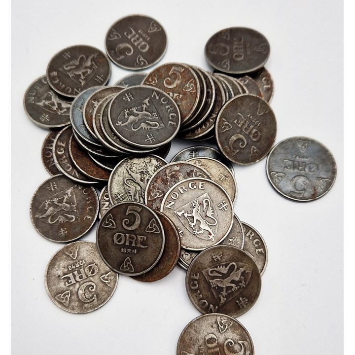 5 Øre 1941-1944 Jern i Vanlig Brukskvalitet