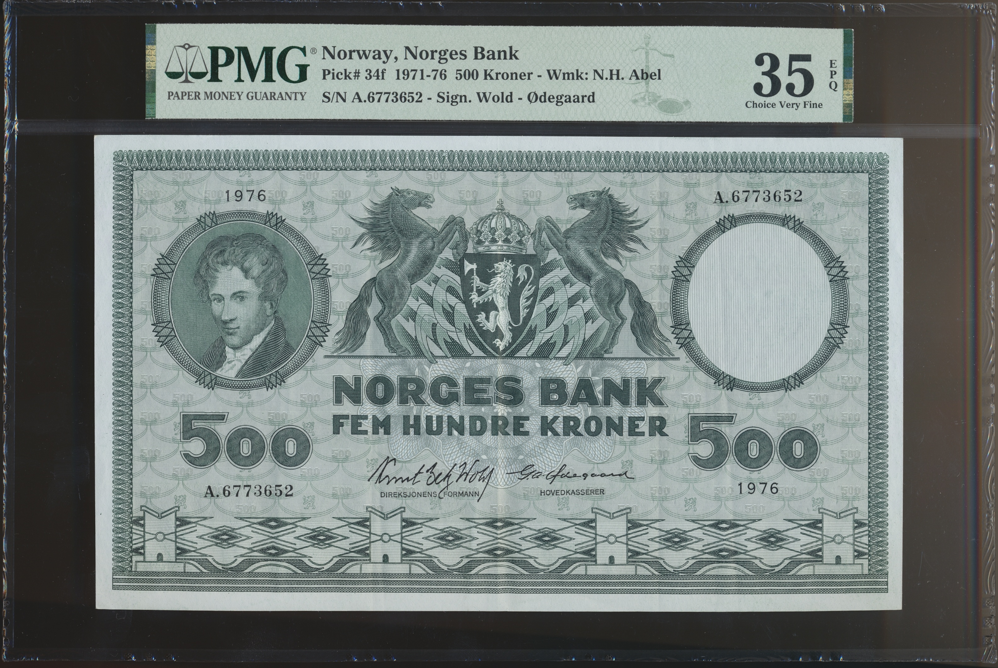 500 Kroner 1976 A PMG 35 EPQ
