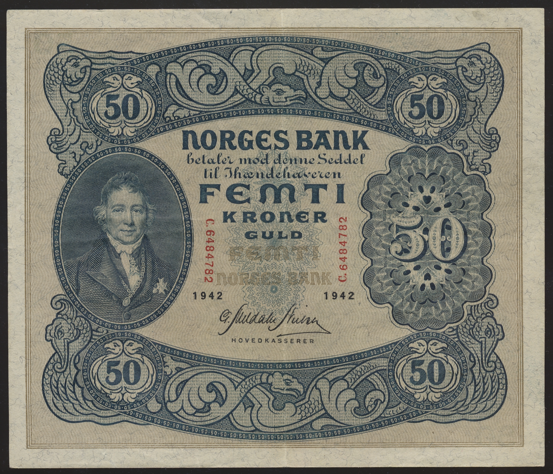 50 Kroner 1942 C Kv g1+