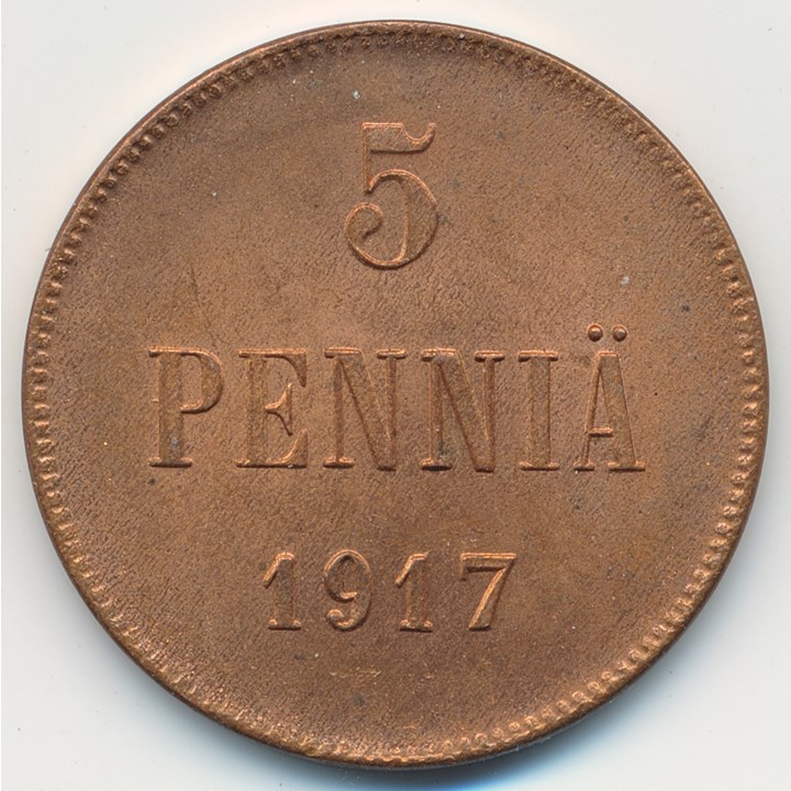 Finland 5 Pennia 1917 Kv 0