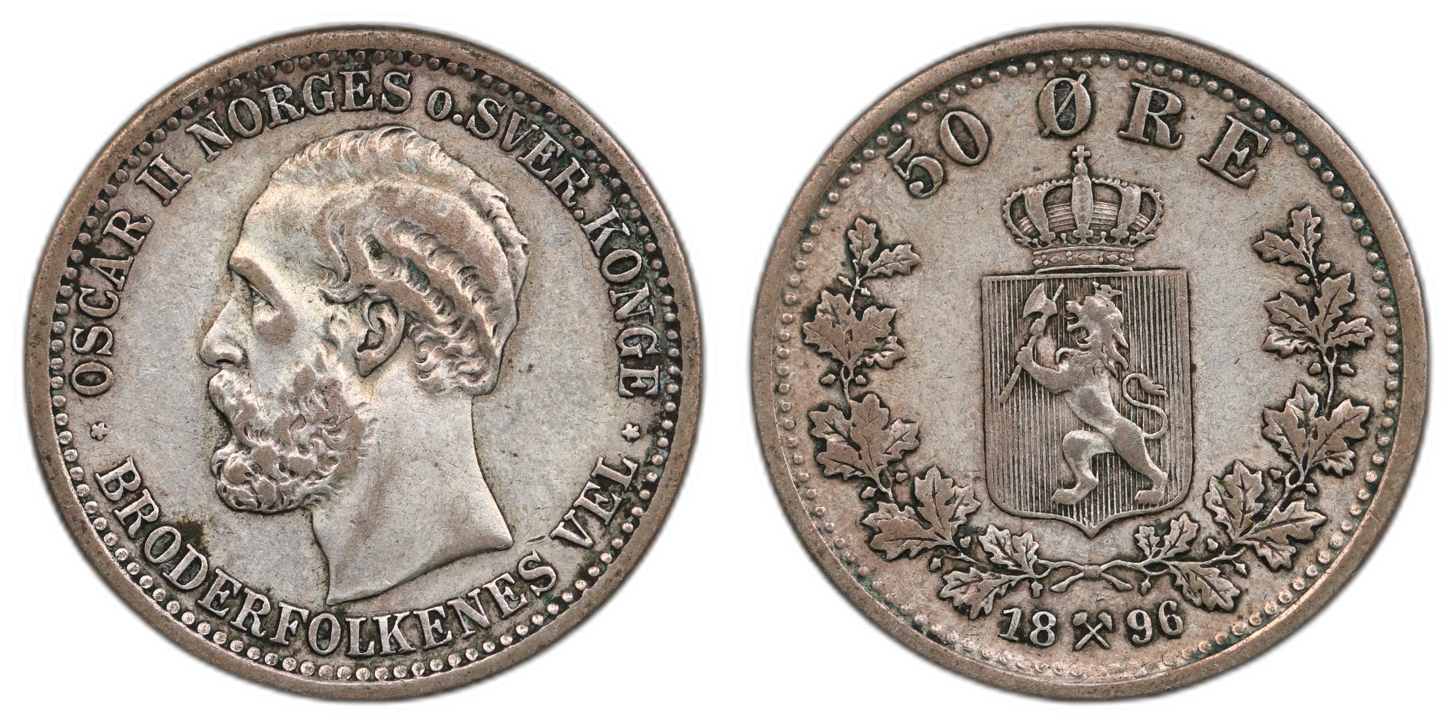 Norge 50 Øre 1896 Kv: 1+