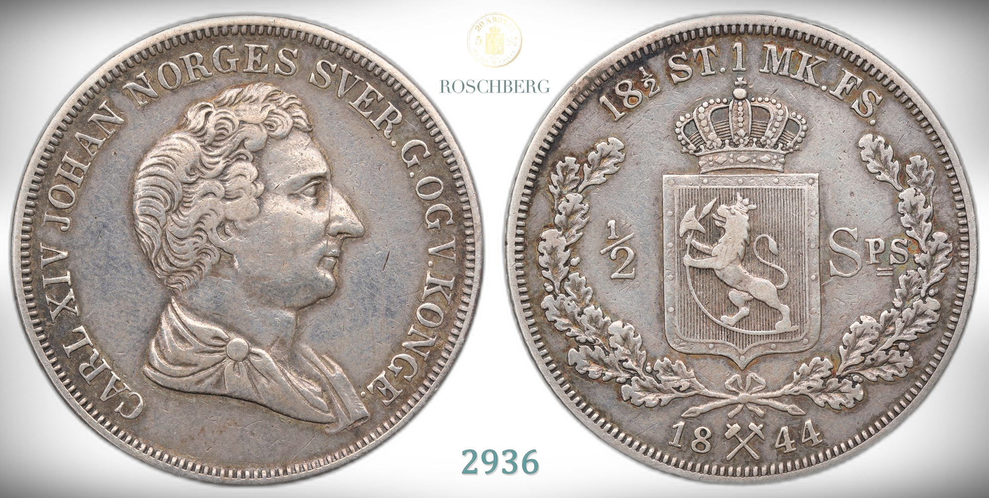 Norge 1/2 Speciedaler 1844  Kv: 1, riss