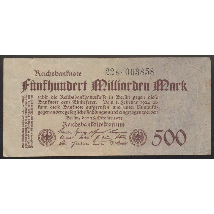 Tyskland 500 Milliarden Mark 1923 Kv 1/1- (F/VF)
