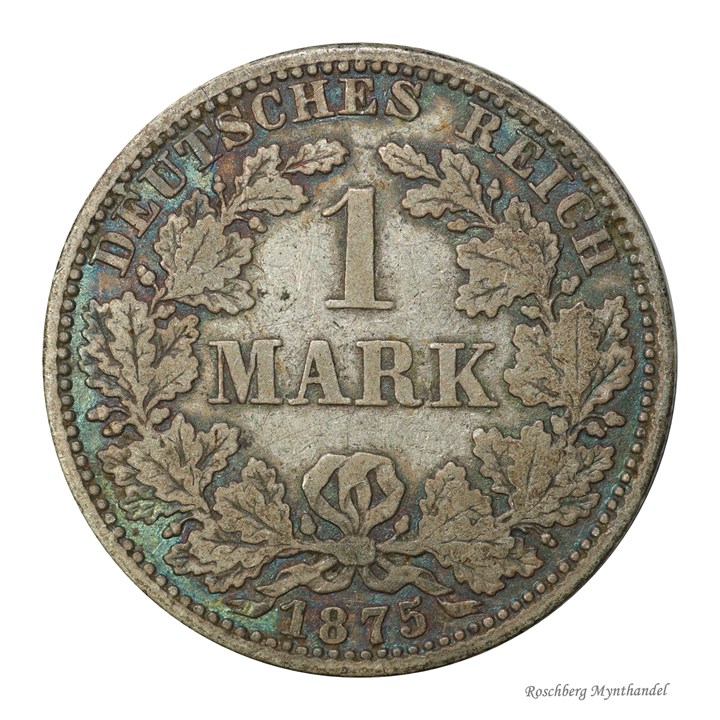 Tyskland 1 Mark 1875 A Kv 1/1+