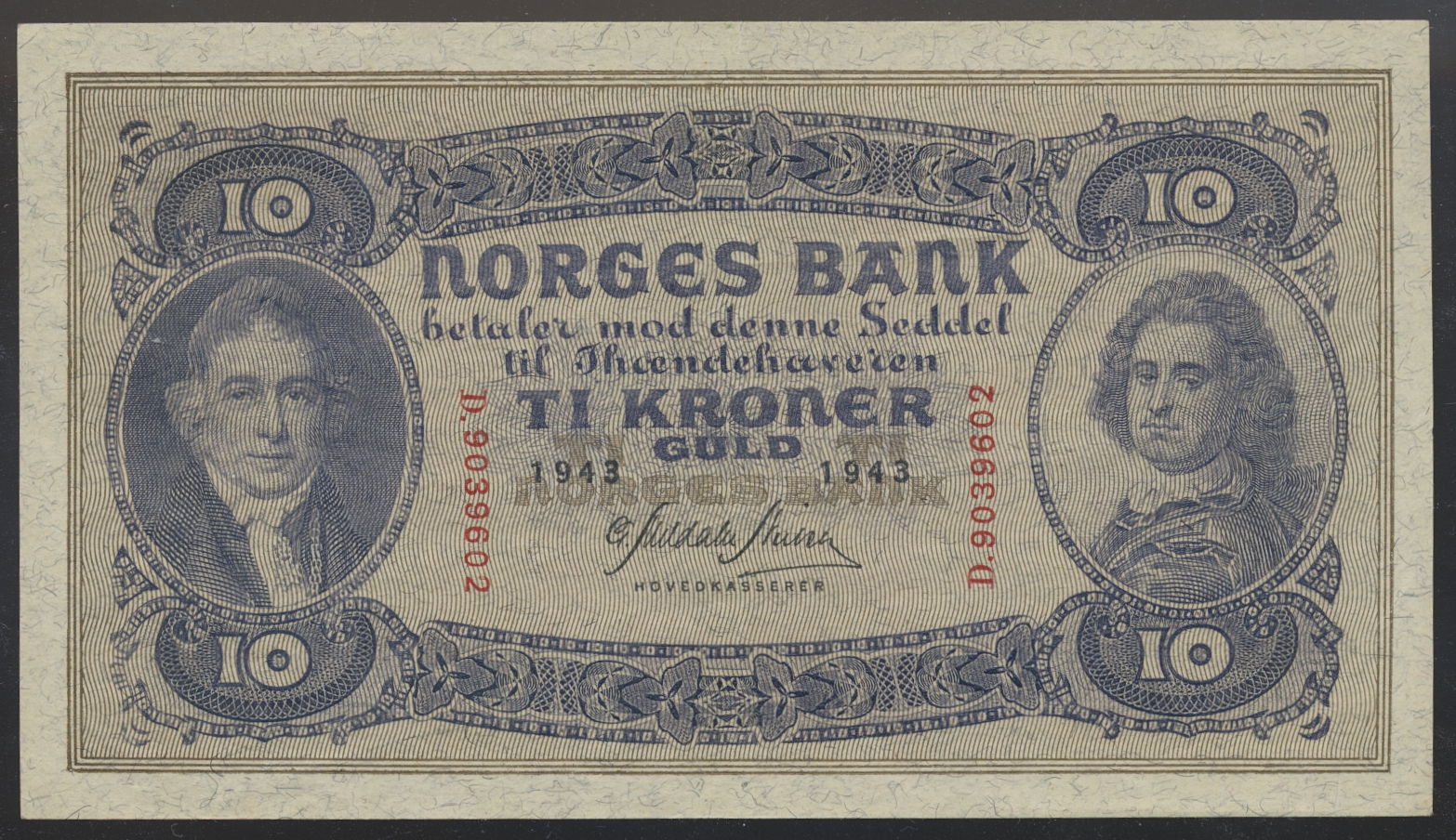 10 Kroner 1943 D Kv 1+/01