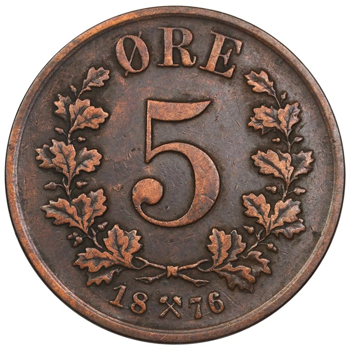 5 Øre 1876 Kv 1