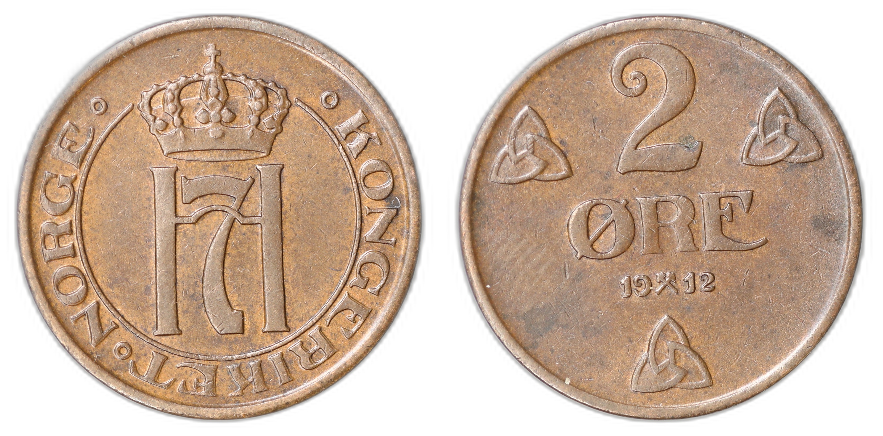 Norge 2 Øre 1912  Kv: 1+