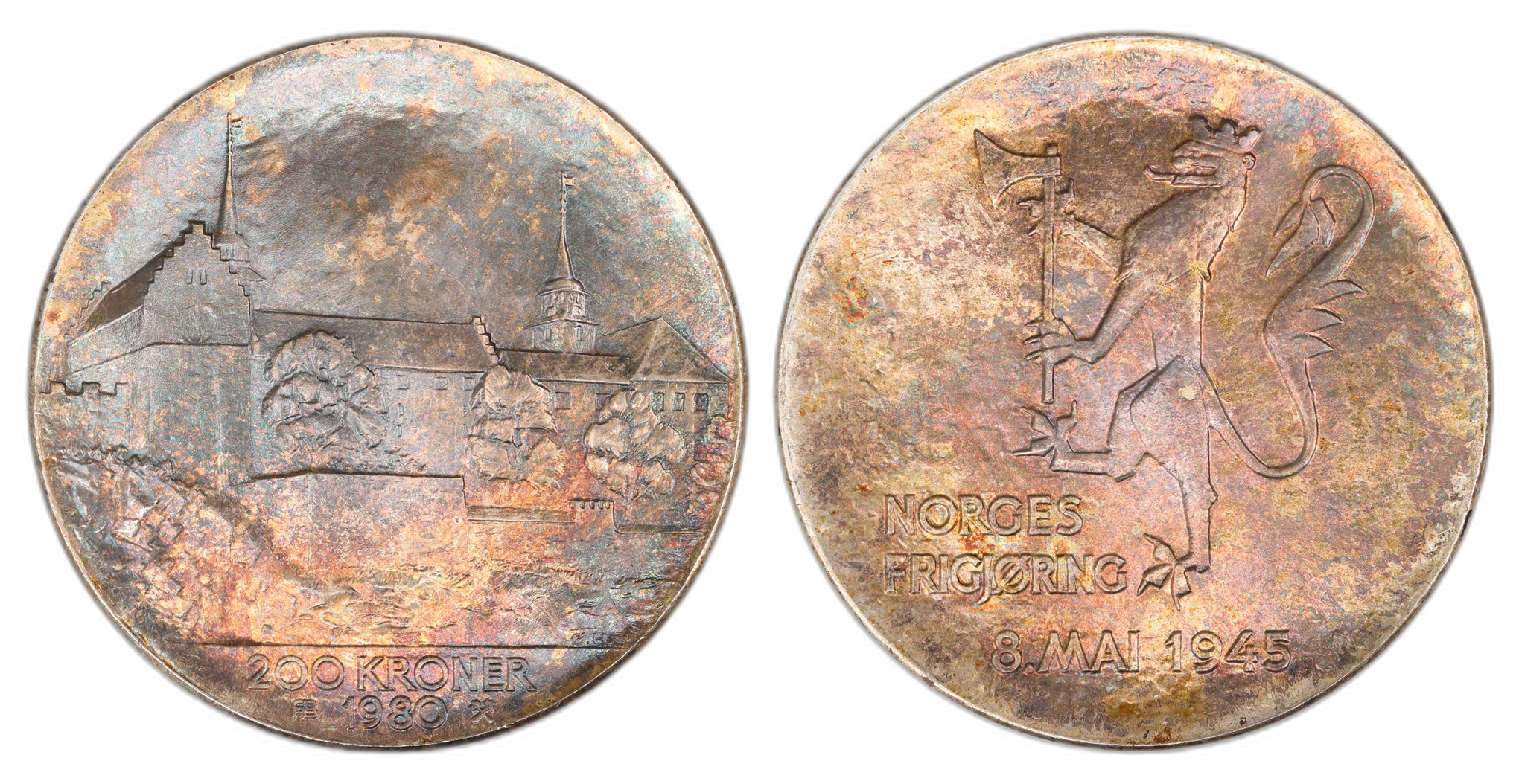 Norge 200 Kroner 1980  Kv: 0, fin patina