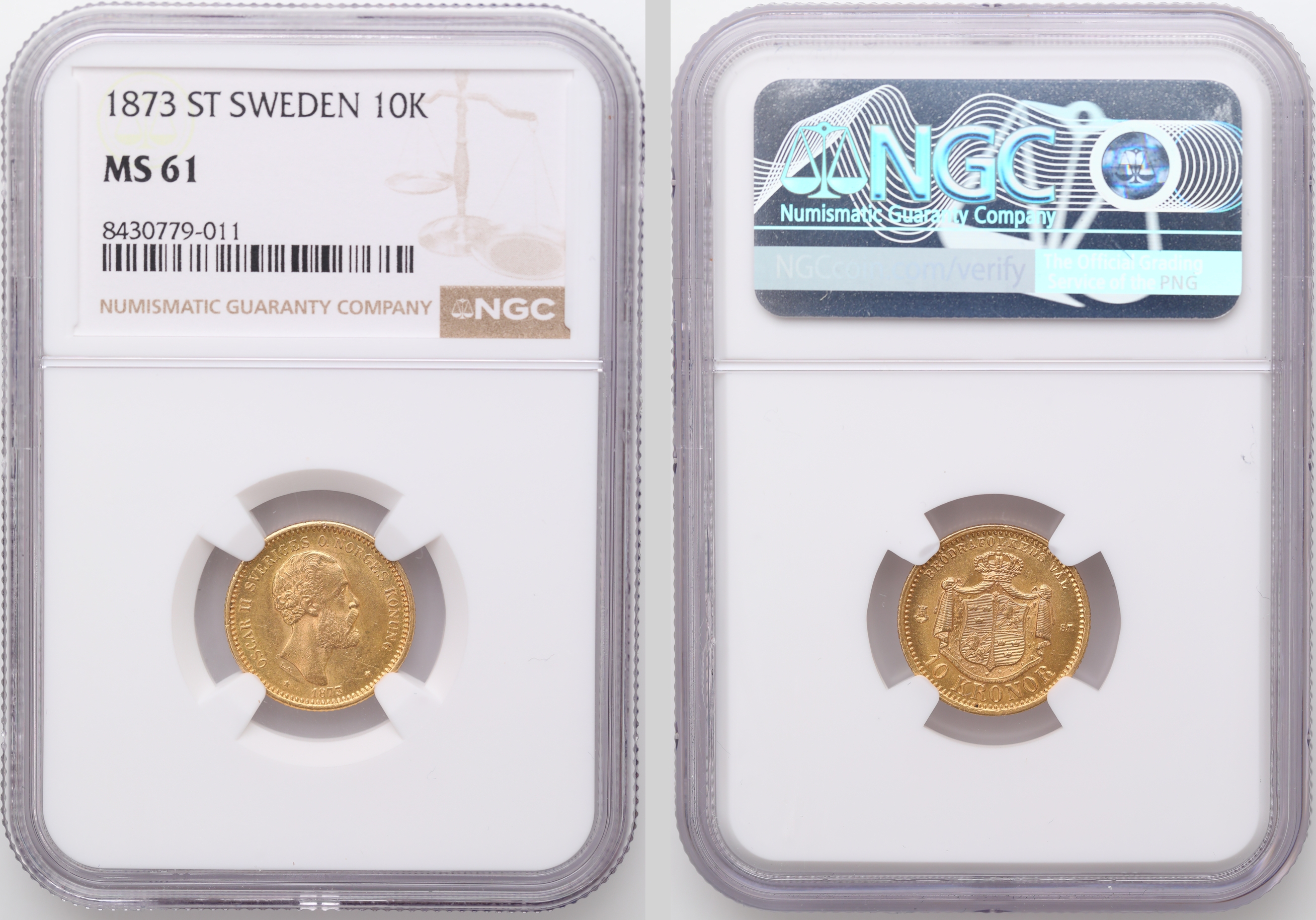 Sverige 10 Kronor 1873  Kv: NGC MS61