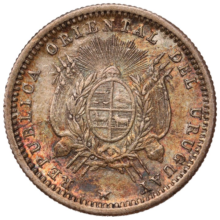 Uruguay 10 Centesimos 1877 A gAU