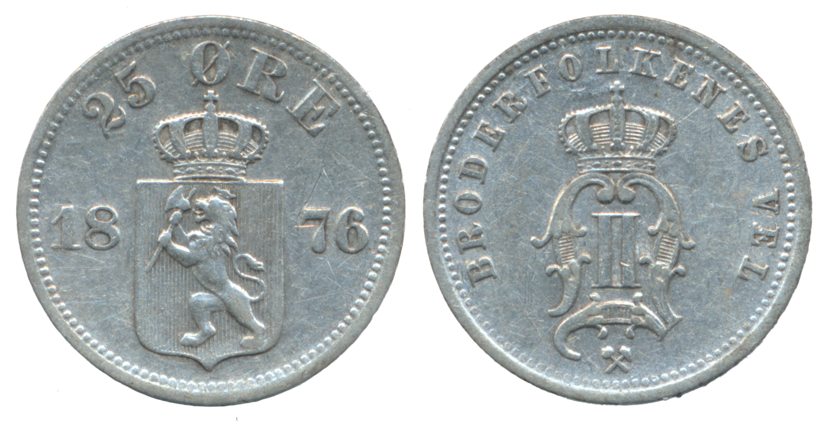 25 Øre 1876 Kv 1+