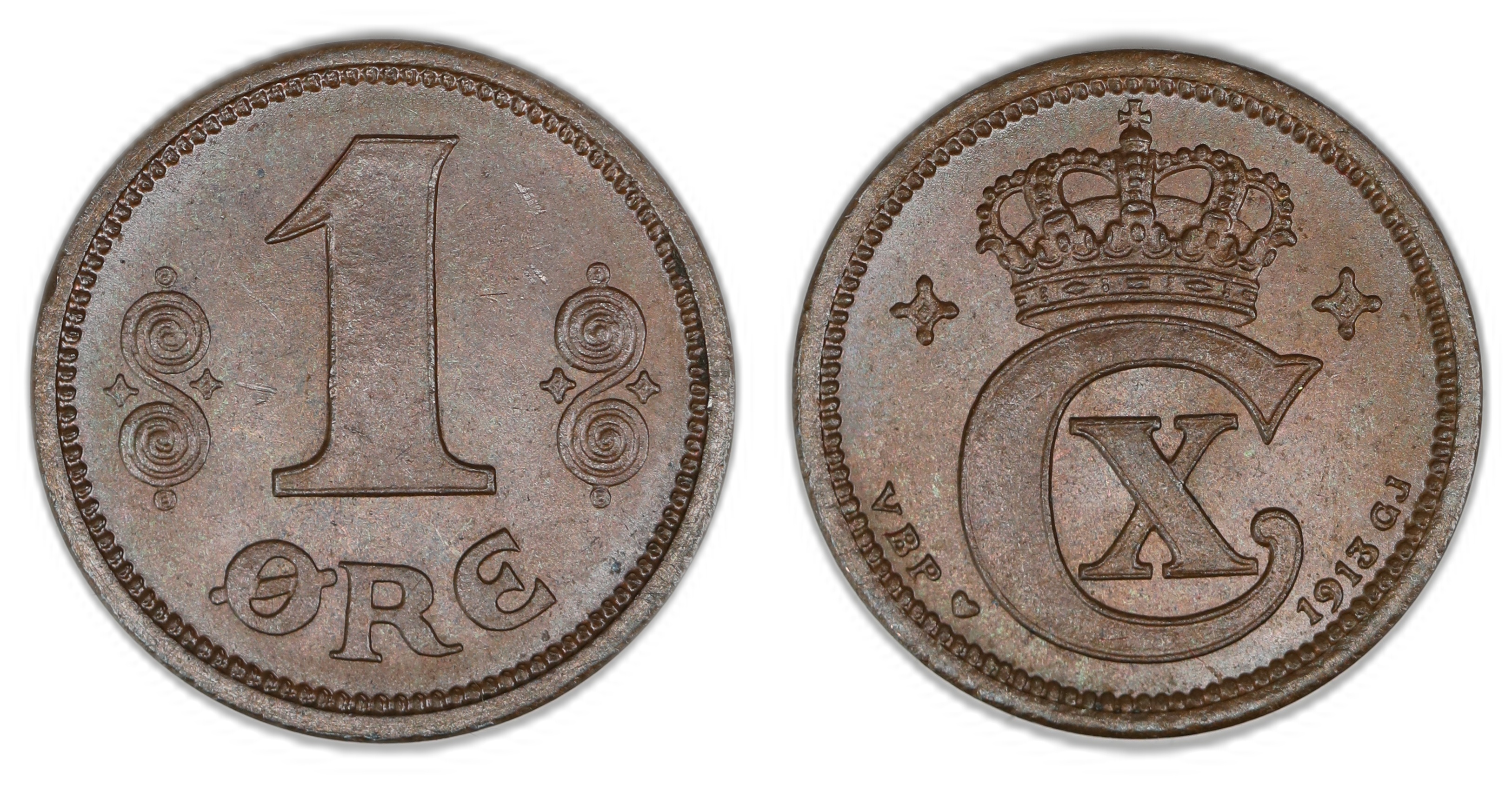 Danmark 1 Øre 1913  Kv: 0